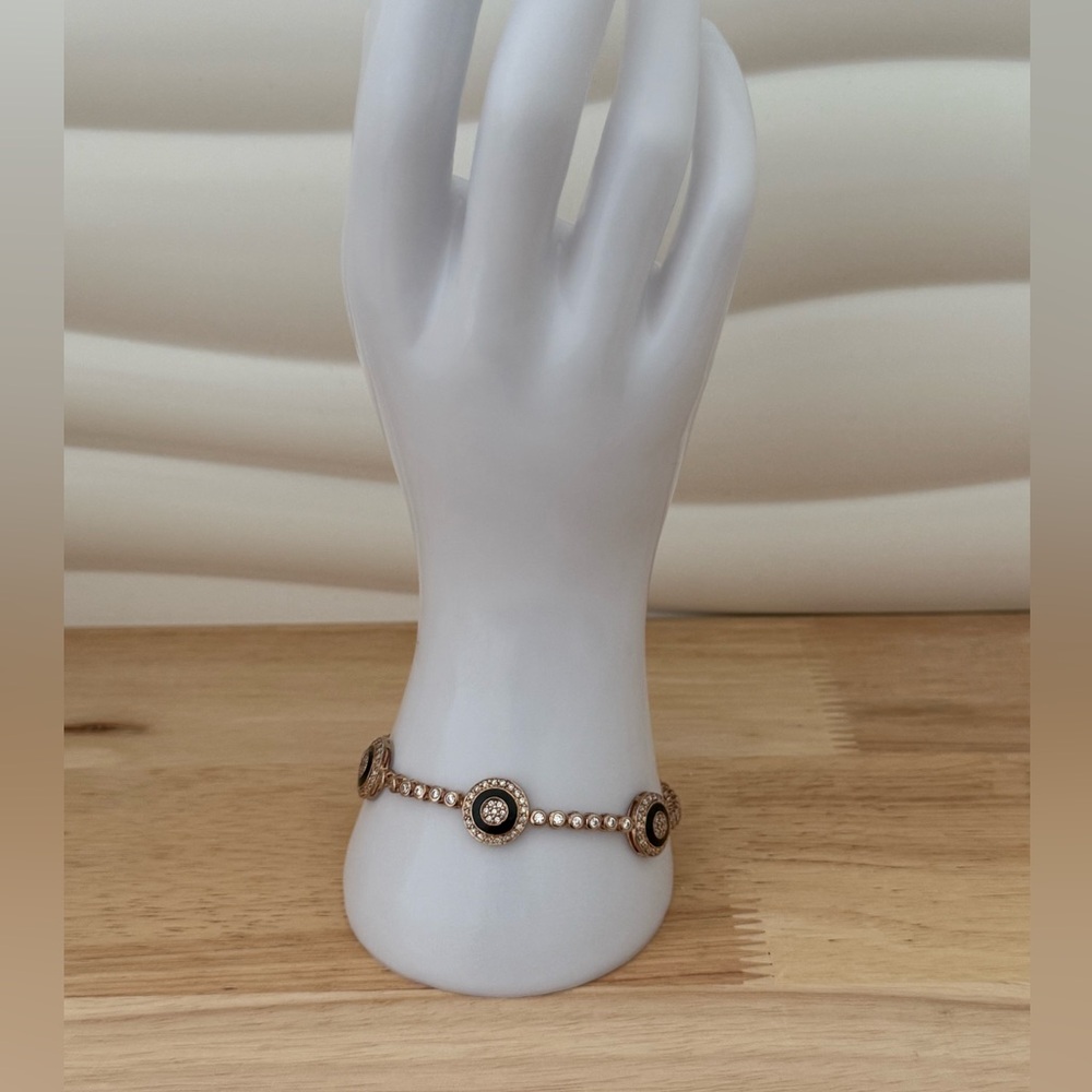 Elegant Silver Rose  Gold and Black Bracelet
